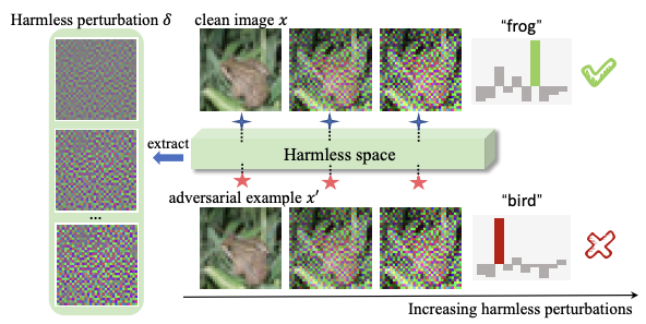 Contrasting Adversarial Perturbations: The Space of Harmless Perturbations