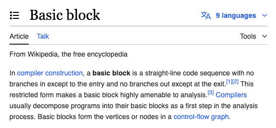 Basic Block Generation
